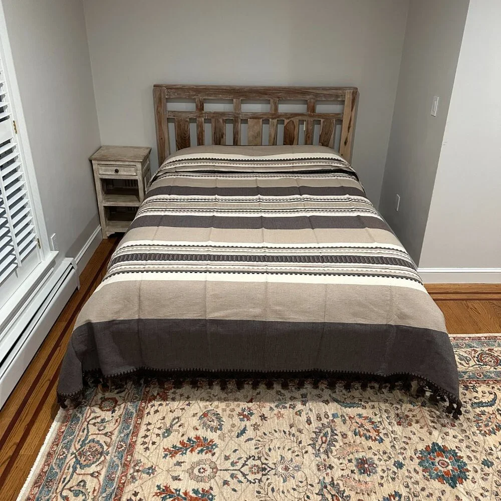 Queen Size Cotton Bedspread/Quilt. From Oaxaca Mex. Hand loom, Bed covers,
